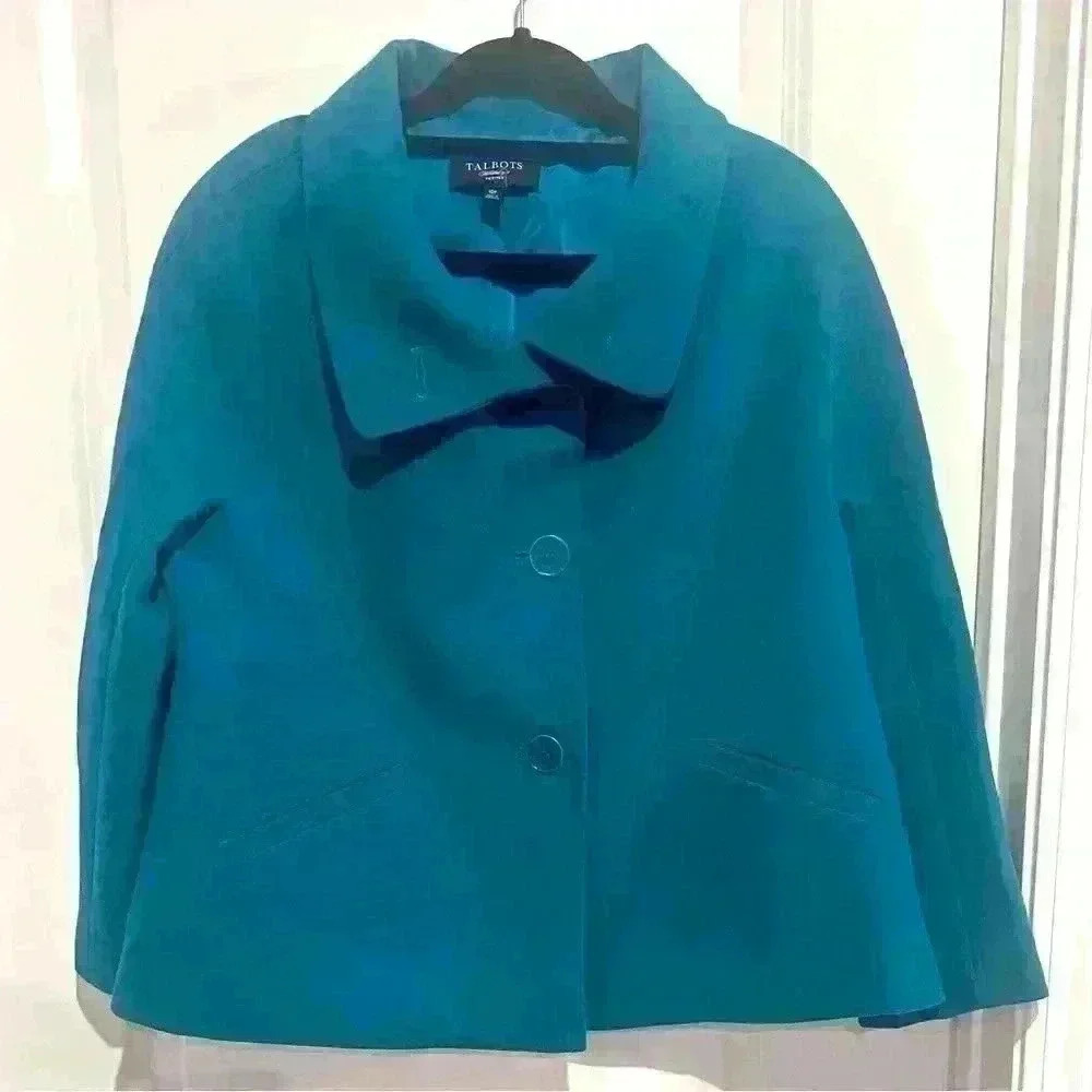 Talbots Stretch Teal 3/4 Sleeve Jacket